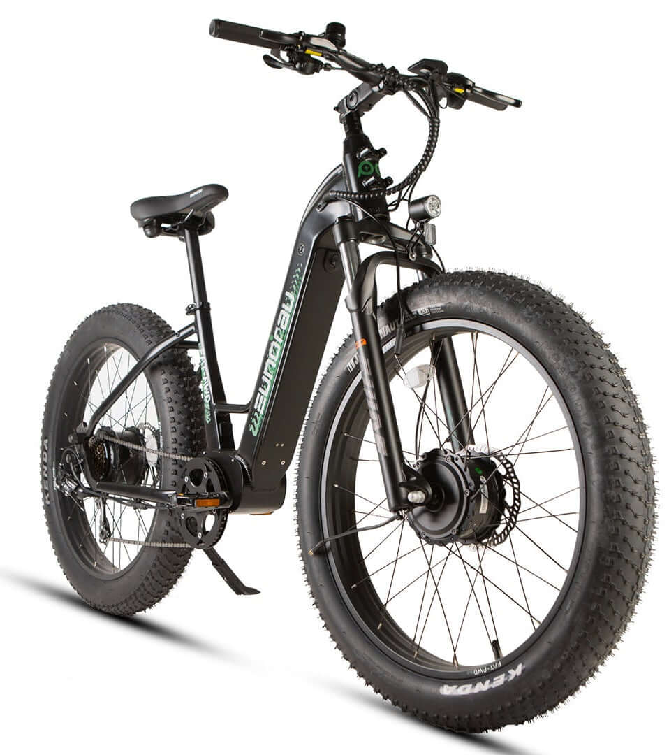 Electric bike with large wheels on a white background