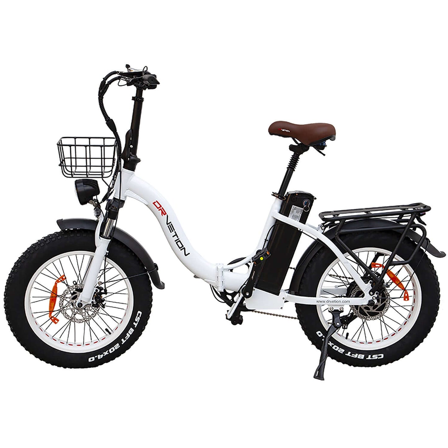 Drvetion CT20 Fat Tire Folding Electric Bike with a sleek design and sturdy build.