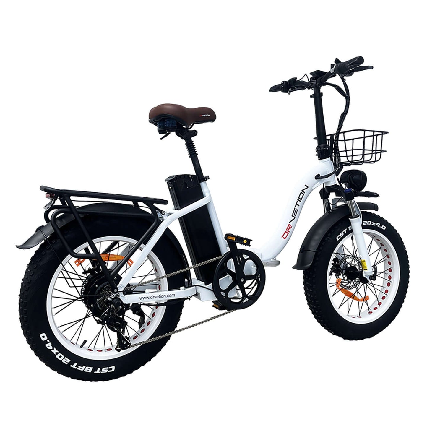 Drvetion CT20 Fat Tire Folding Electric Bike with large tires and a stylish design.