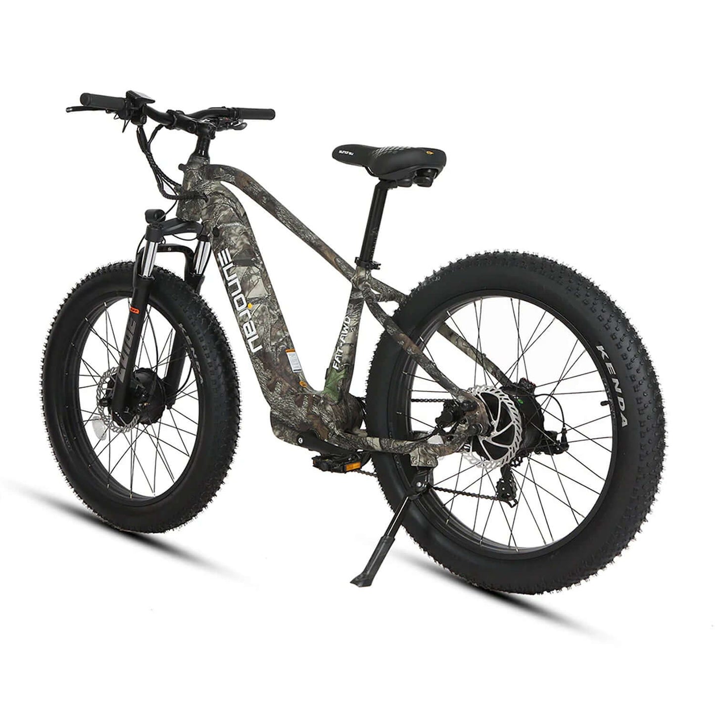 Eunorau FAT-AWD 2.0 48V 500W Dual Motor Electric Bike in camo design with large tires