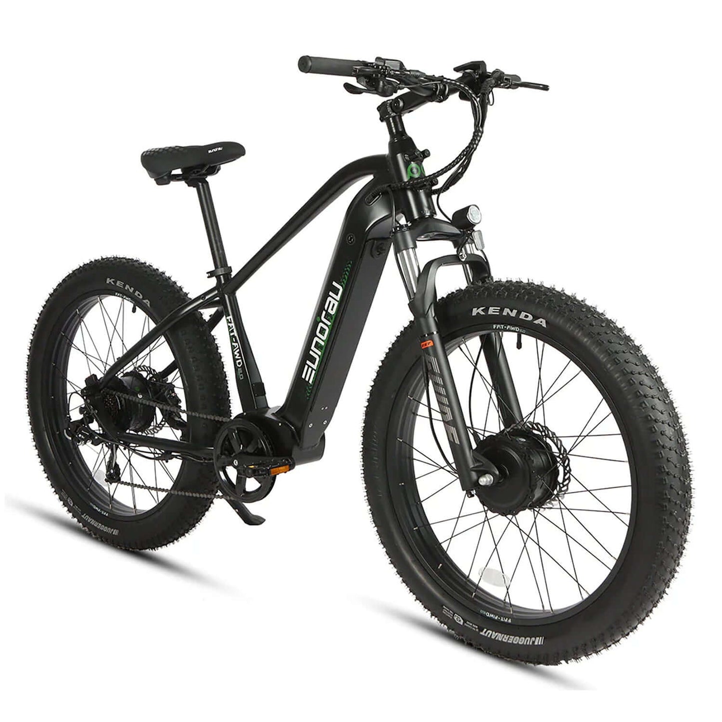 Eunorau FAT-AWD 2.0 dual motor electric bike with fat tires and sturdy frame.