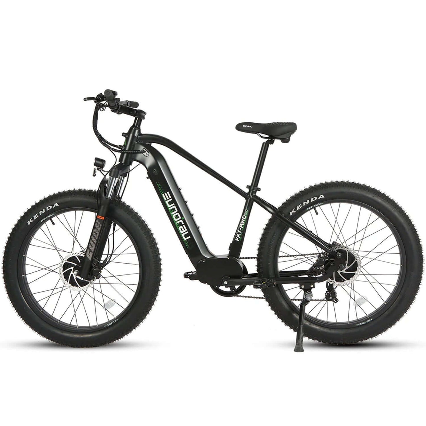Eunorau FAT-AWD 2.0 48V 500W Dual Motor Electric Bike showcasing its sleek design and thick tires.