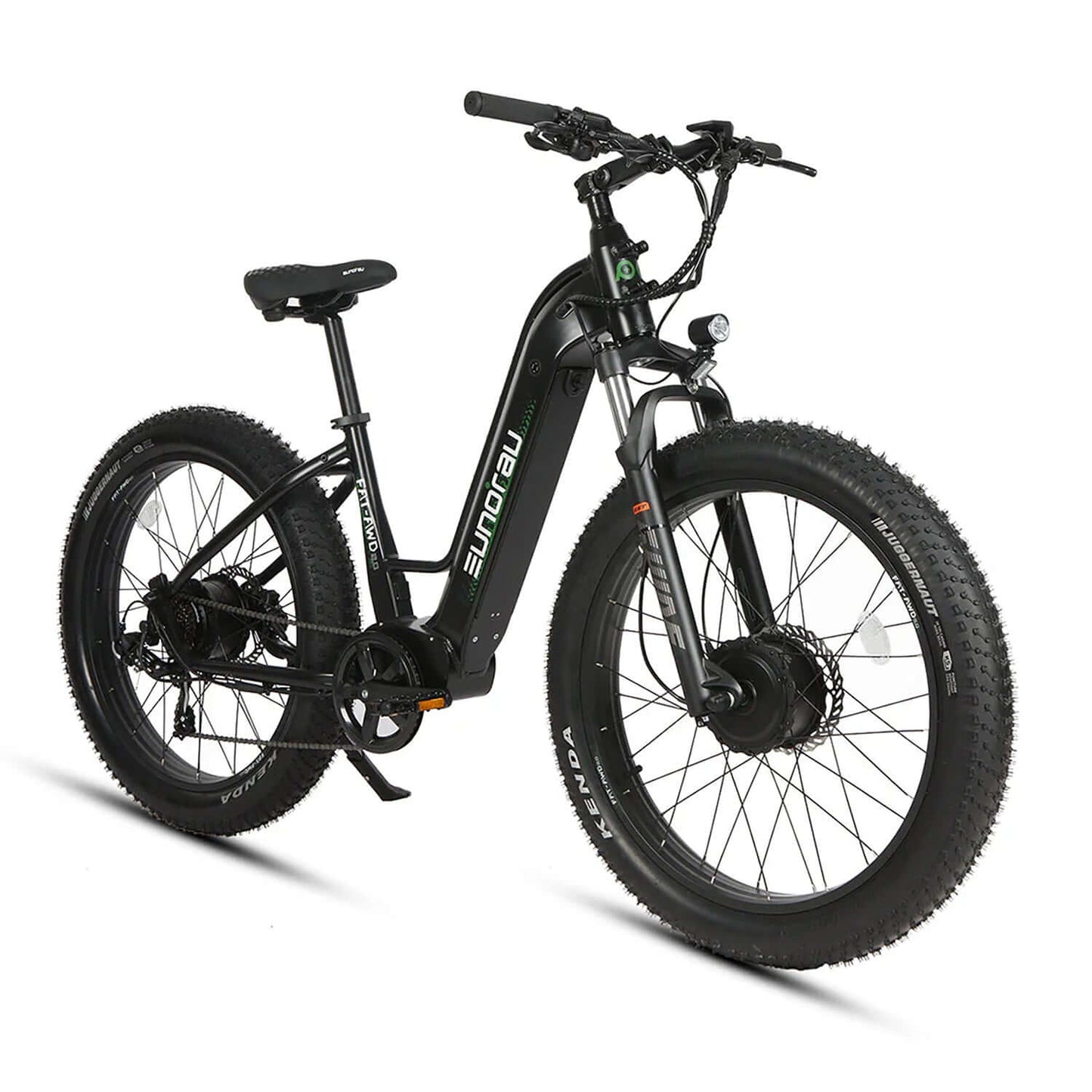 Eunorau FAT-AWD 2.0 electric bike featuring dual motors and fat tires for enhanced off-road performance.