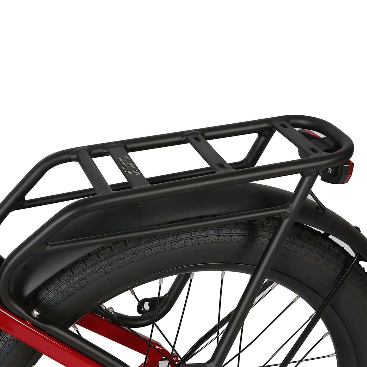 Eunorau META electric bike rear rack design showcasing sturdy construction and compatibility for cargo.