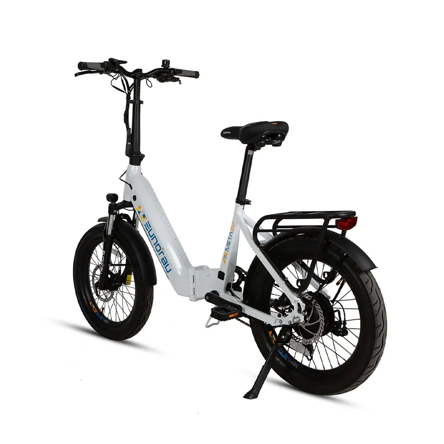 Eunorau META Foldable 48V 500W Step-Thru Electric Bike side view with sleek white design