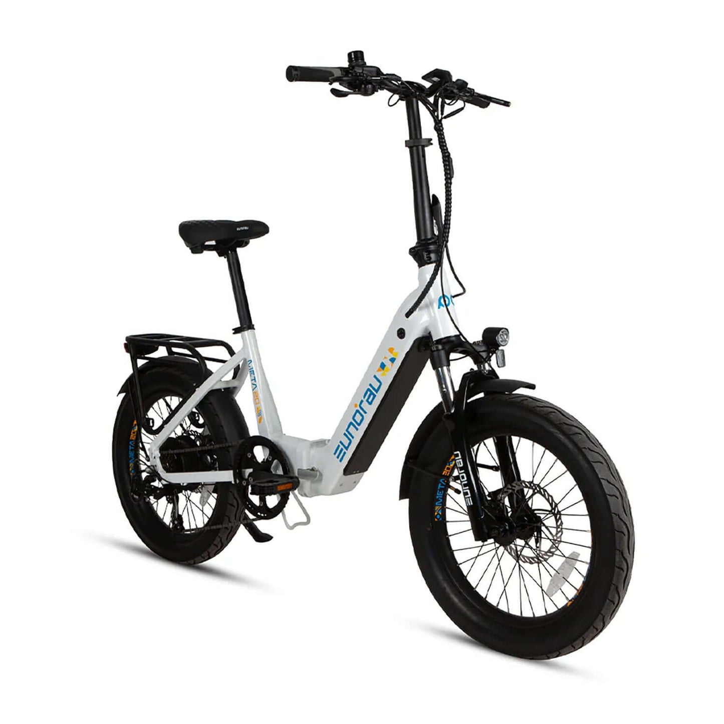 Eunorau META Foldable 48V 500W Step-Thru Electric Bike side view with unique design and features.
