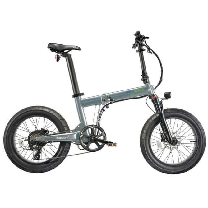 Qualisports Beluga STD/PLUS fat tire folding electric bike with sleek design and wide tires.