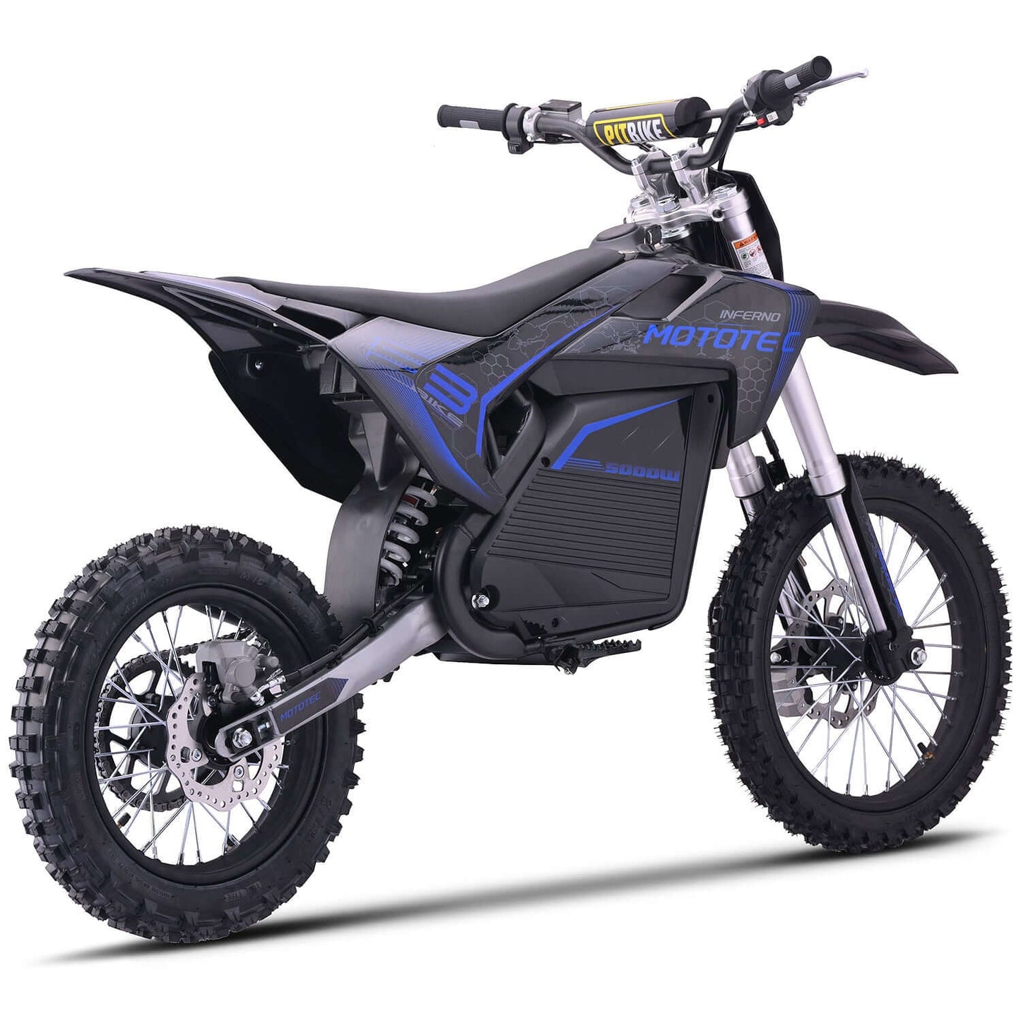MotoTec Pro 72V 5000W electric dirt bike showcasing a sleek black design and off-road tires for ultimate performance.