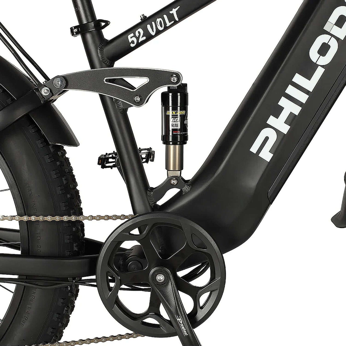 Philodo Hunter full suspension electric bike featuring a 52V motor and sturdy frame for enhanced performance.
