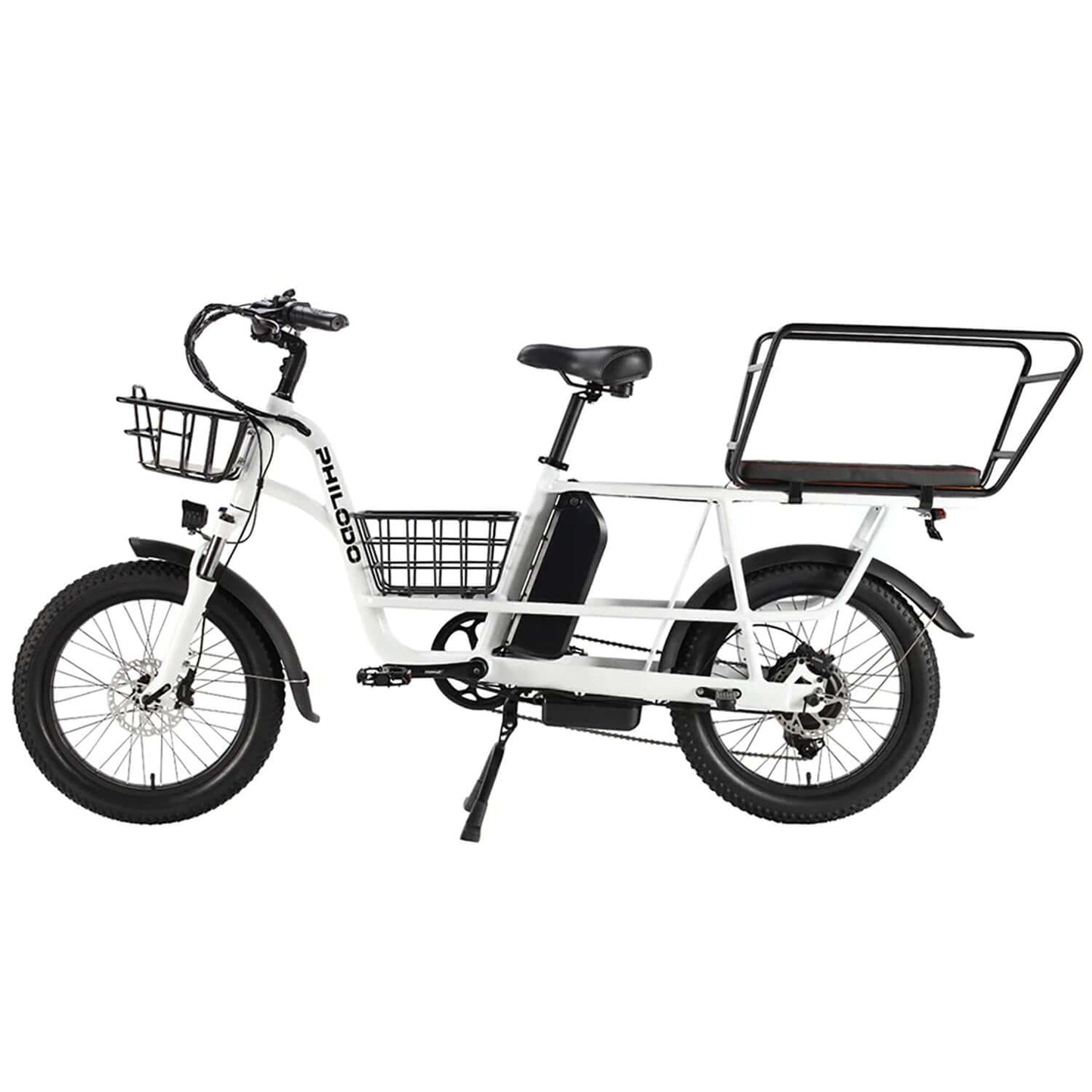 Philodo Traveller Family & Cargo Electric Bike featuring a modern design and spacious cargo area.
