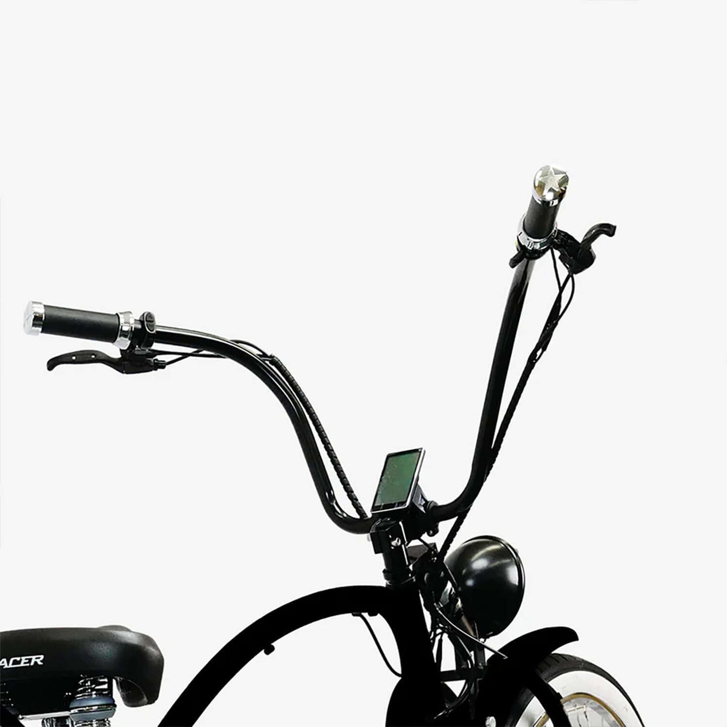 Tracer Beyond Pro Classic Stretch Chopper Electric Bike handlebars with controls and display