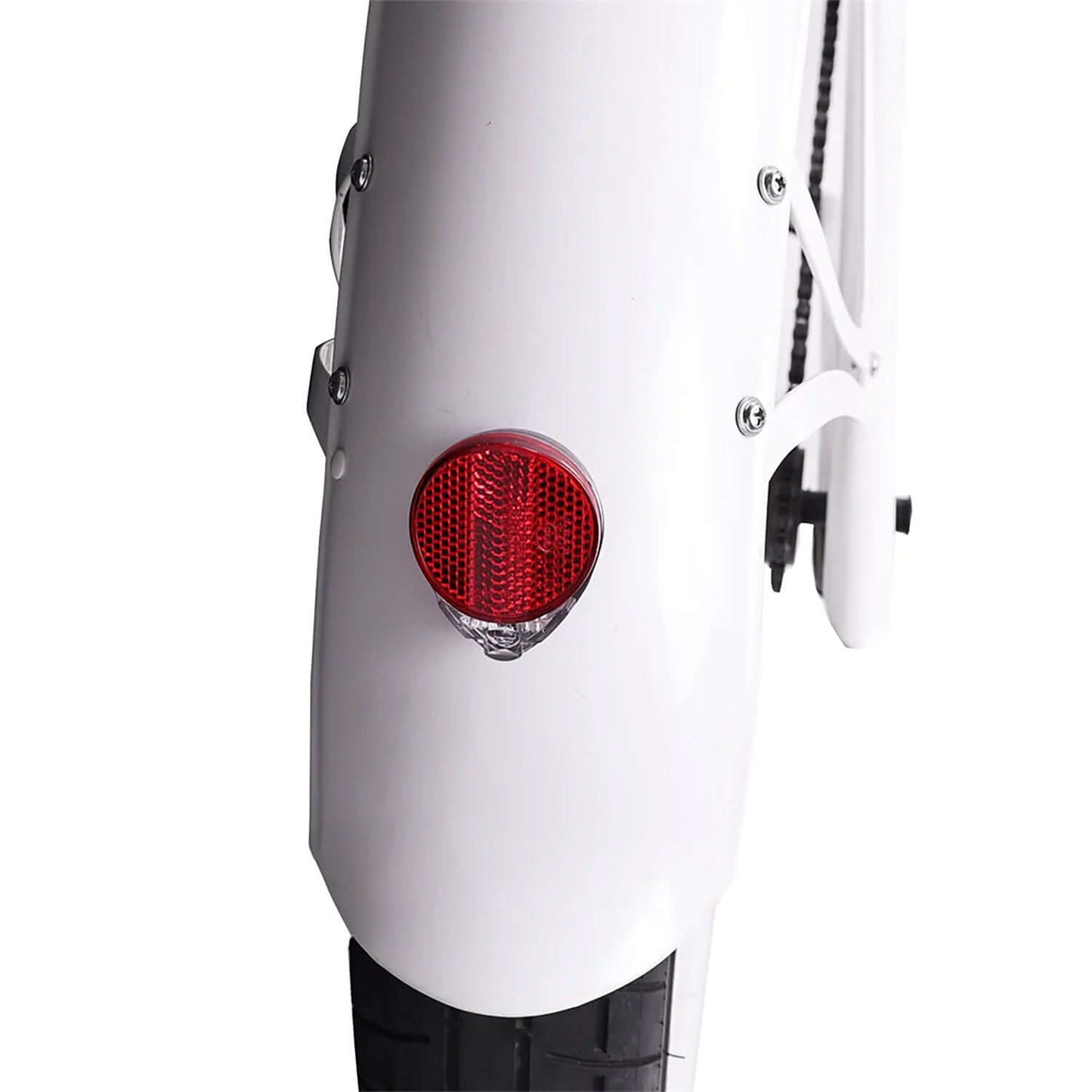 Rear view of Tracer Raptor Pro DS Electric Bike showing red tail light and fender design.