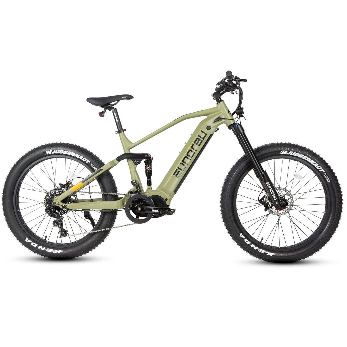 Green electric bike on a white background
