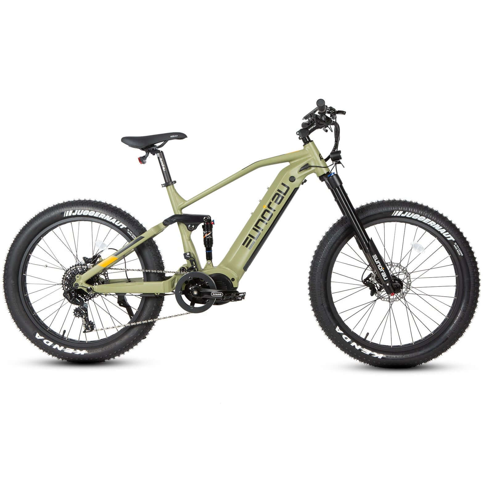 Green electric bike on a white background
