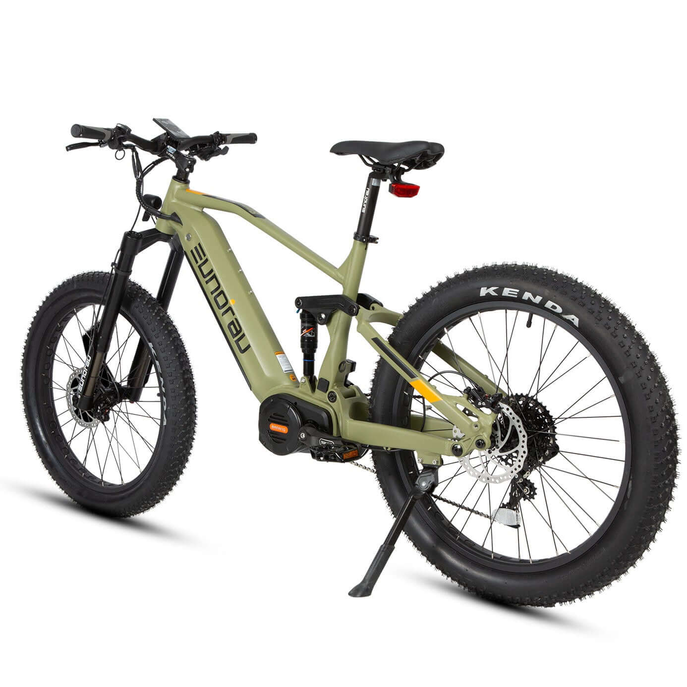 Green electric bike with brand logo on a white background