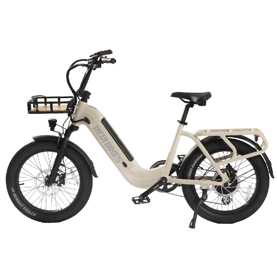 Electric bike with a basket on a white background
