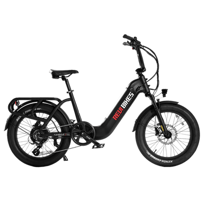 Black electric bike with 'NEWBIKES' branding on a white background