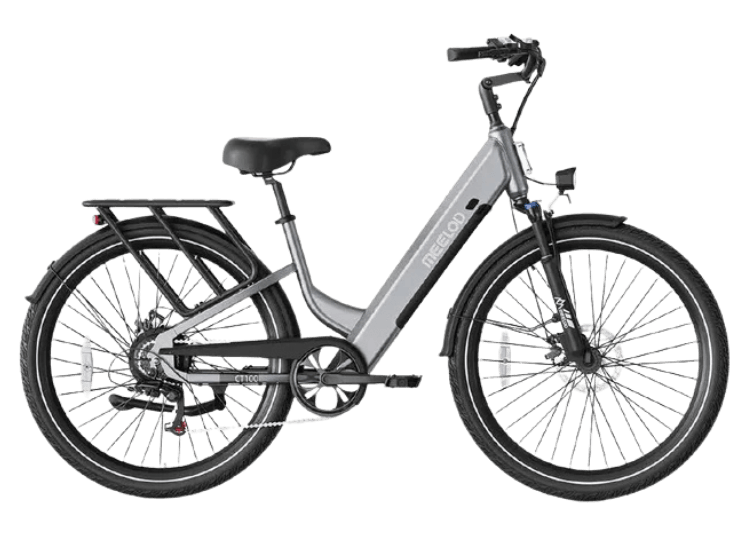 Gray electric bicycle on a white background
