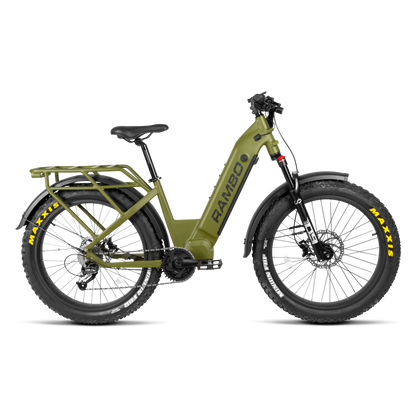 Green electric bike with 'Haggo' branding on a white background