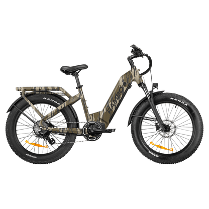 Camouflage electric bike on a black background