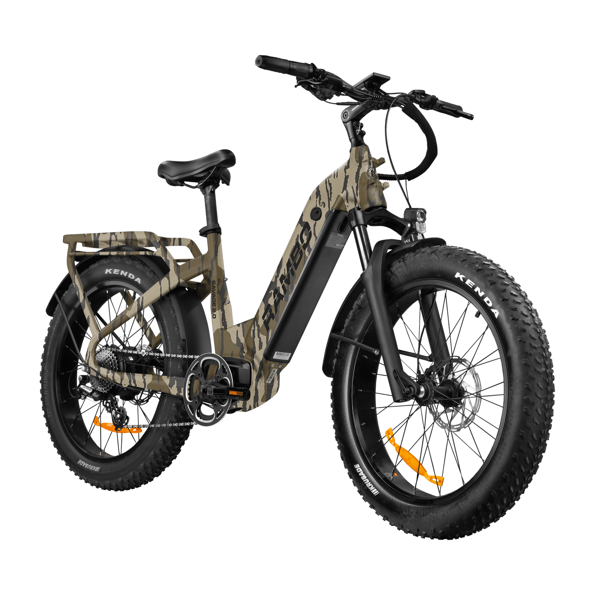 Camouflage electric bike on a white background