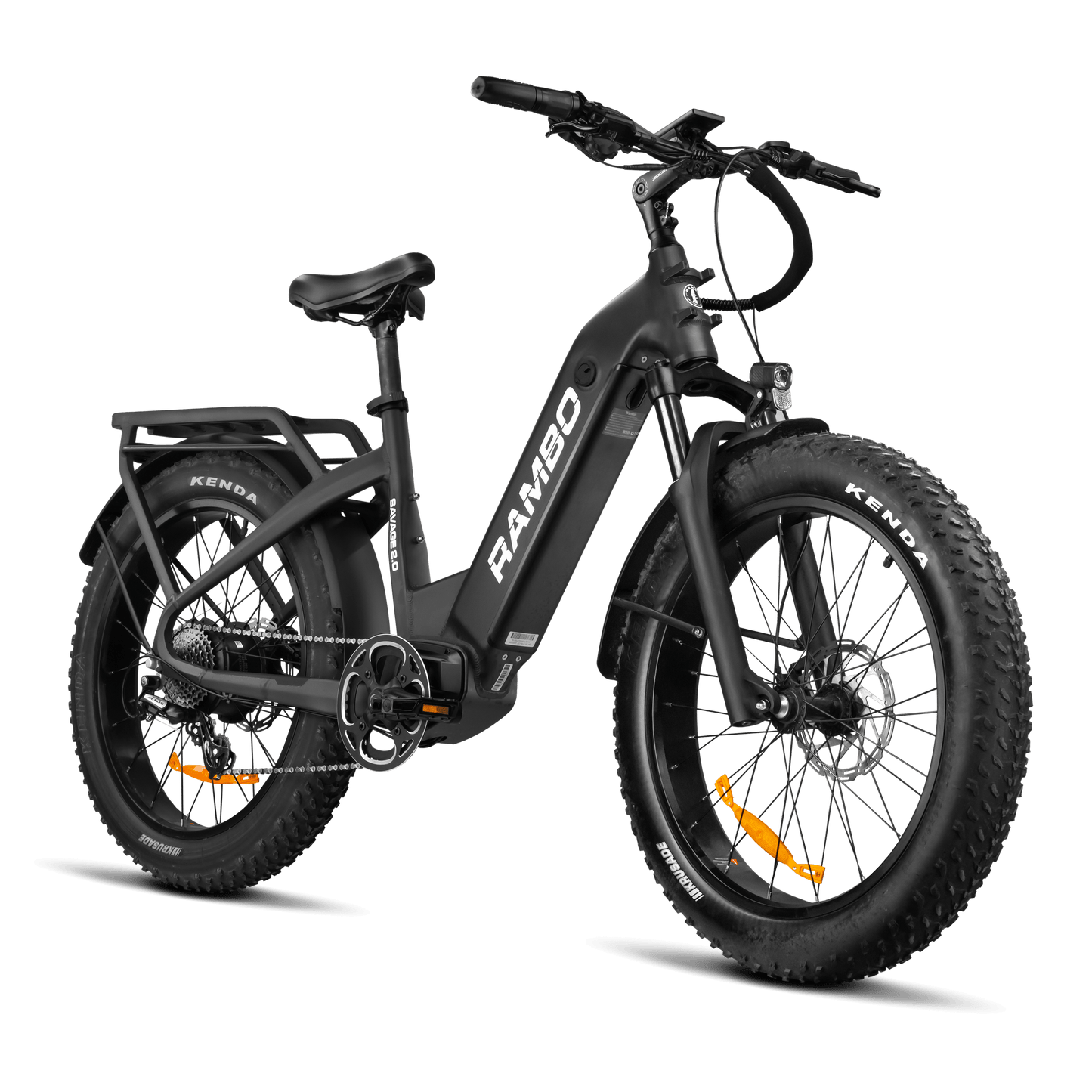 Black electric bike with 'FAMBO' branding on a transparent background