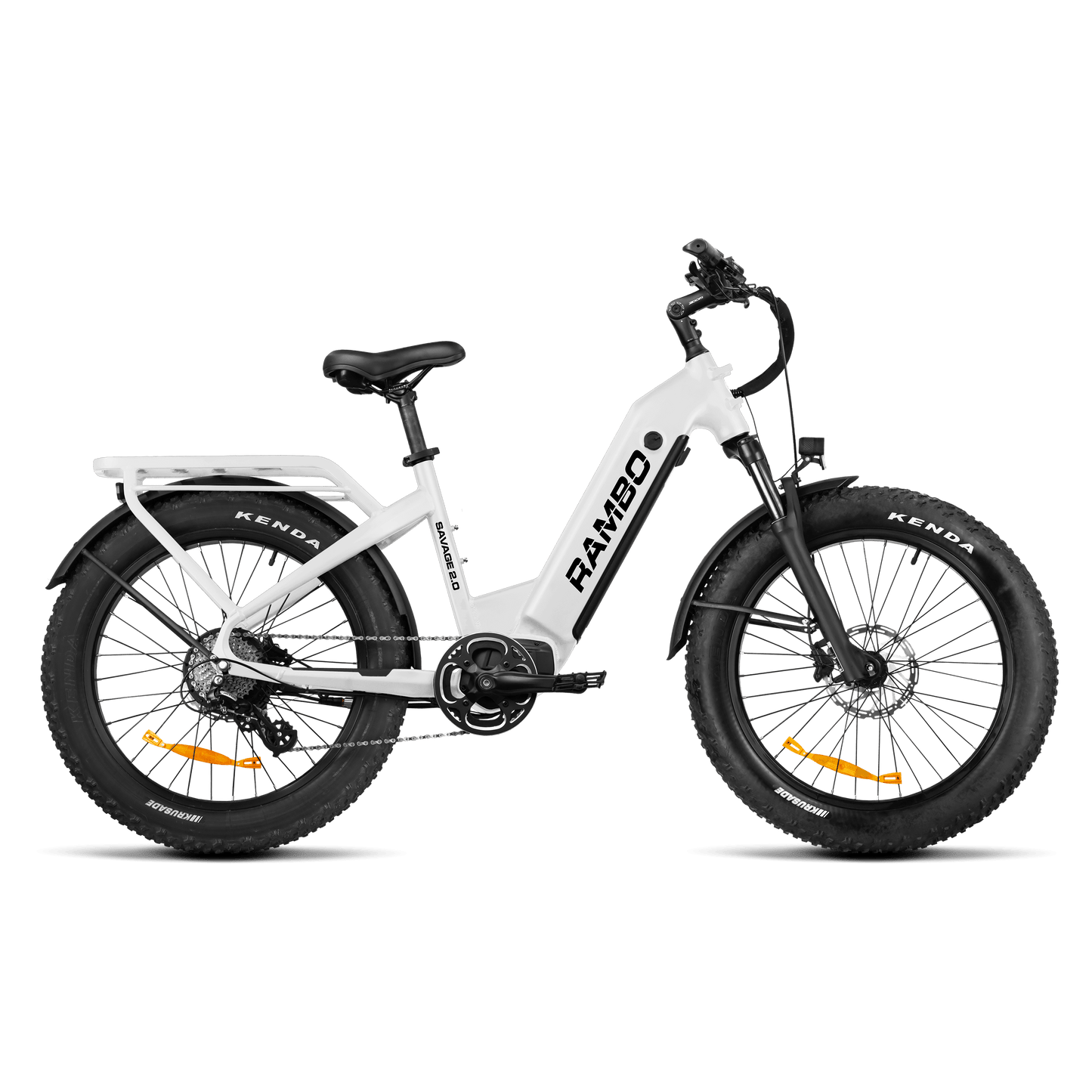 White electric bike with black tires on a transparent background