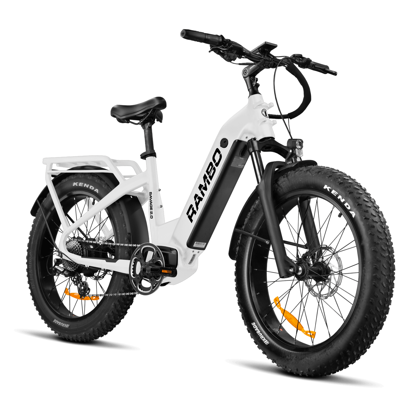 White electric bike with black tires on a transparent background