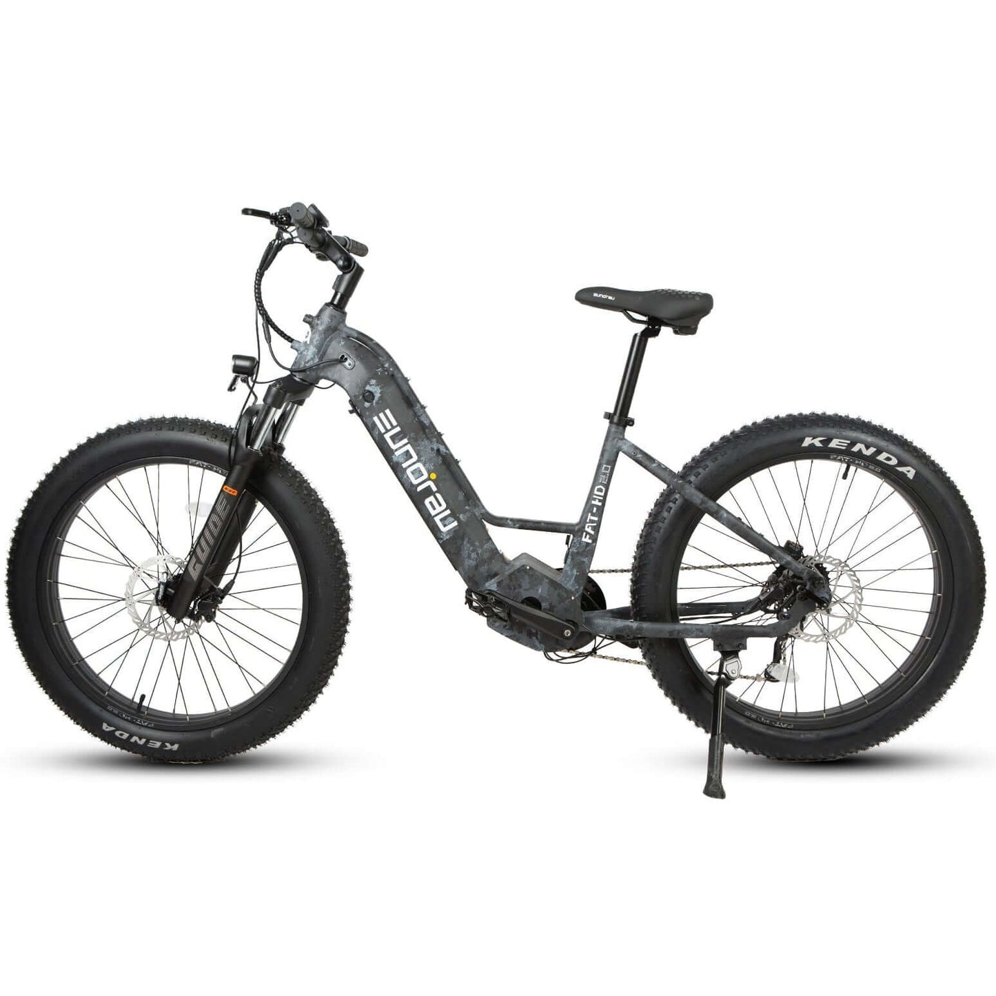 Electric bike with 'Sunra' branding on a white background