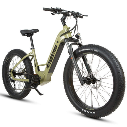 Electric bike with a beige frame on a white background