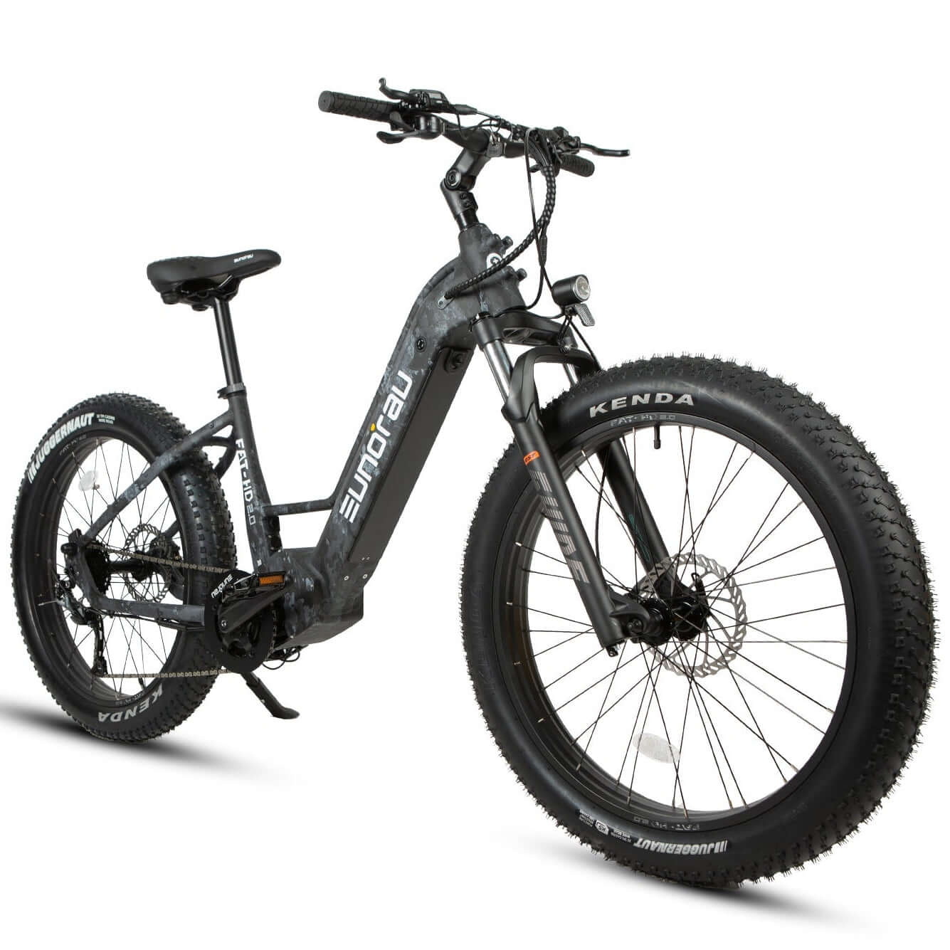 Electric bike with 'Eurosou' branding on a white background