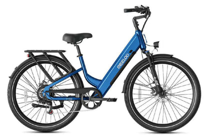 Blue electric bicycle on a white background