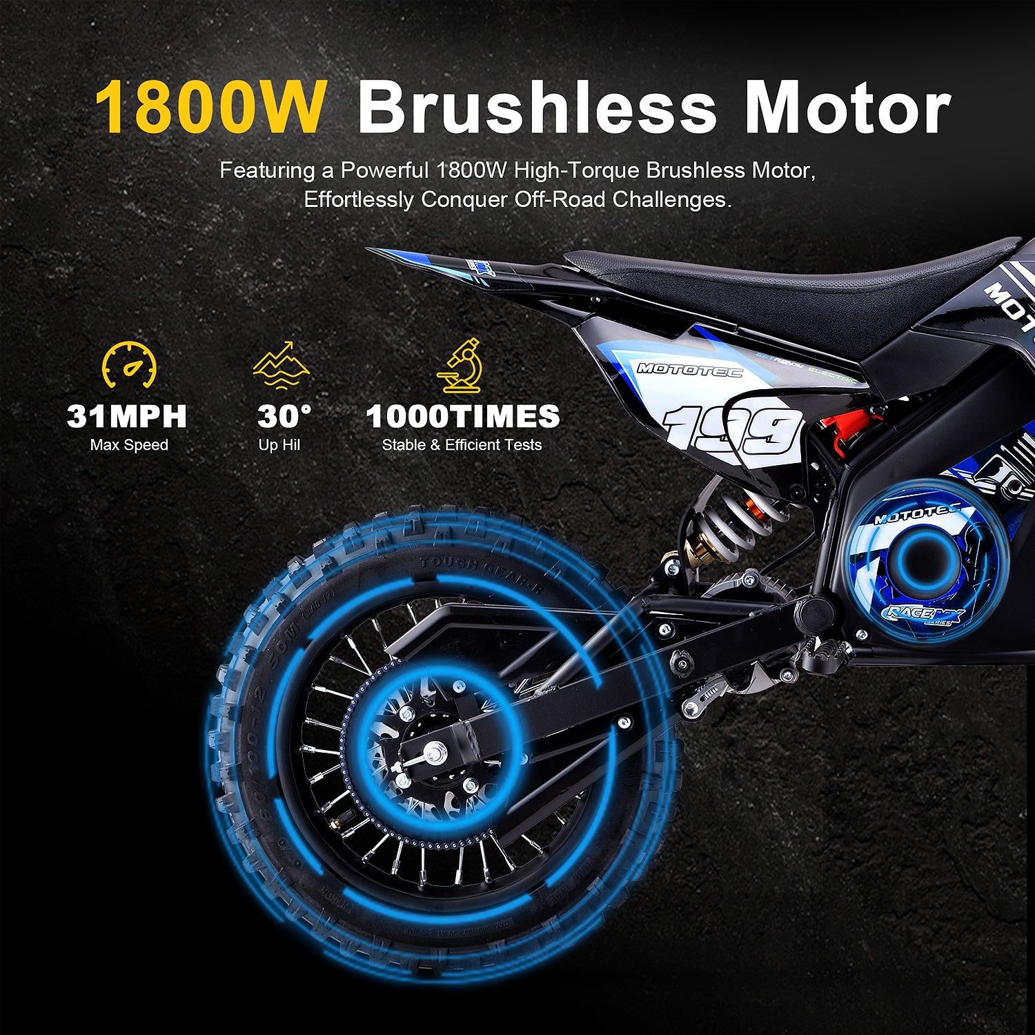 MotoTec Pro 48V 1800W Electric Dirt Bike