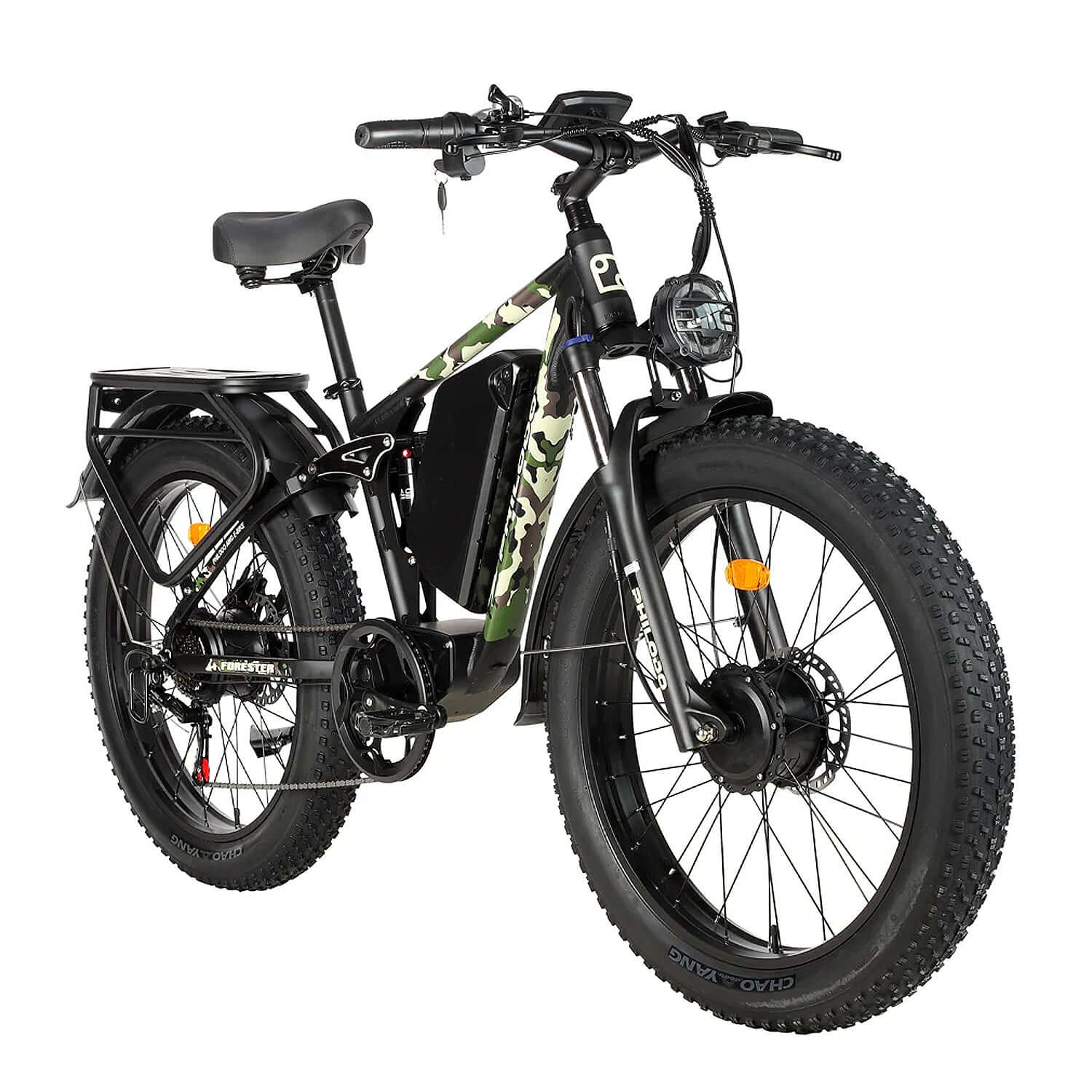 PHILODO Forester 60V 26Ah Dual Motor Ebike for Adult 5000W Peak Motor Full Suspension Hydraulic Brake 7 Speed