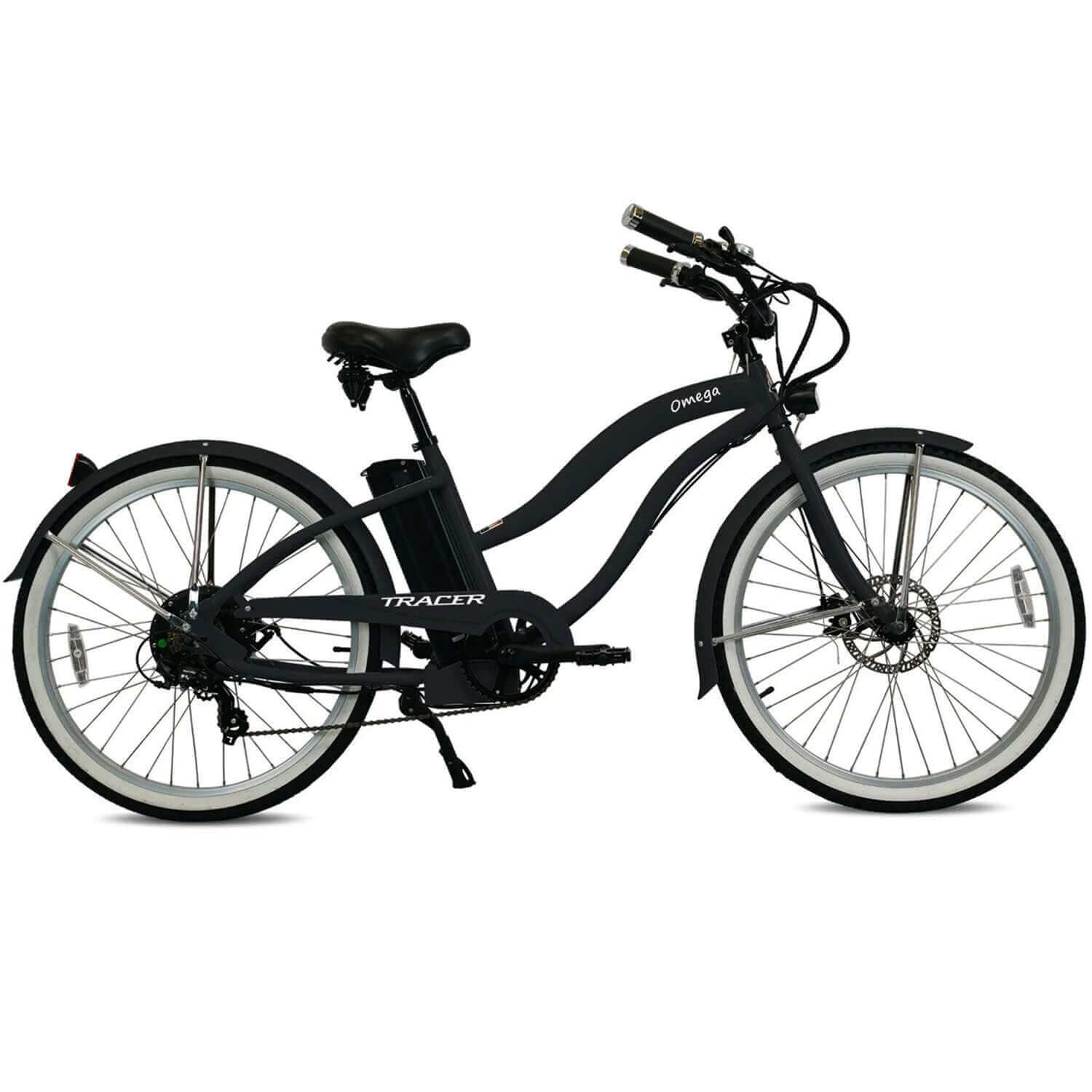 electric beach cruiser bicycle Leoguar Zephyr ST Ebike, 500W Motor, Extra-Wide Saddle, Comfortable Bike for Beach & City Rides, Neon Lime in chain guard MOD Groove Step-Thru Electric Beach