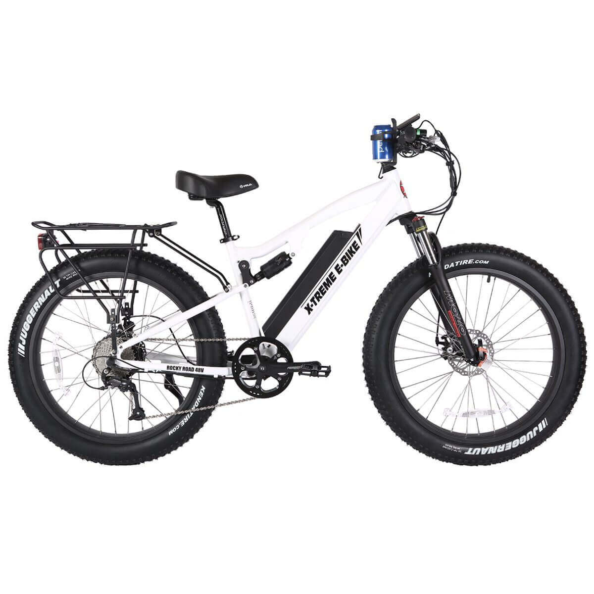 electric bicycle big tires X-Treme Rocky Road 48 Volt 500W Fat Tire Electric Mountain Bike, Metallic White / 17AH by UrbanBikesDirect.com